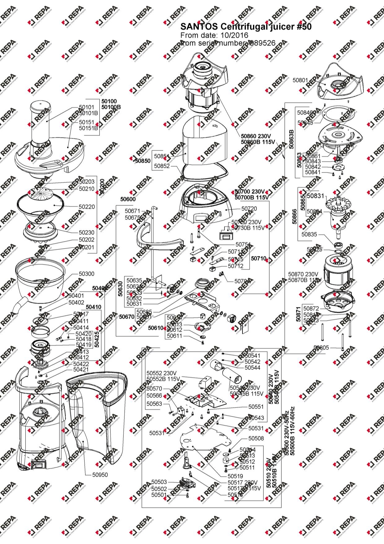 Santos Basket Base 5011641 exploded drawing
