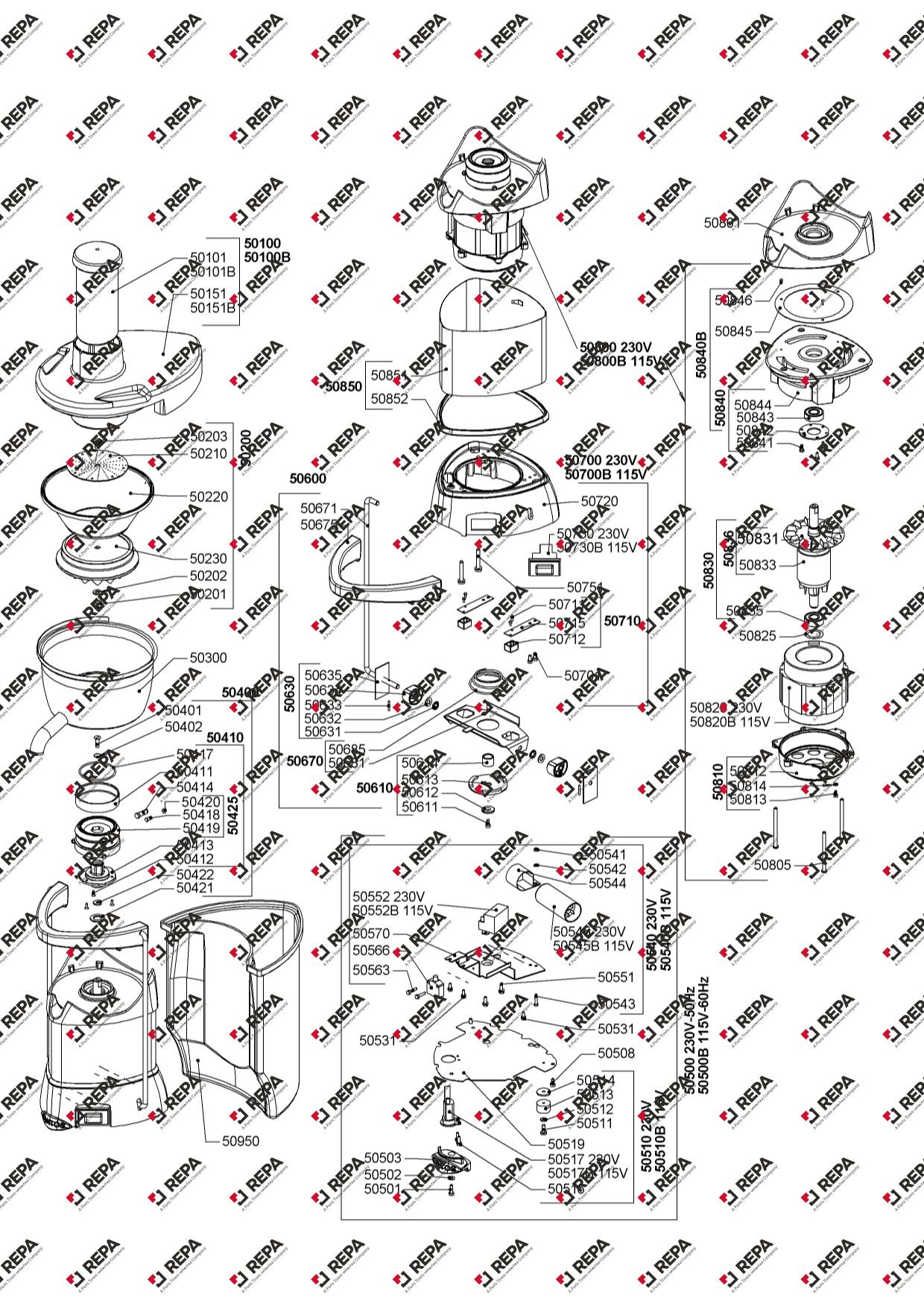 Santos No. 50 Complete Strainer Basket Assembly – 5024018 exploded drawing 4