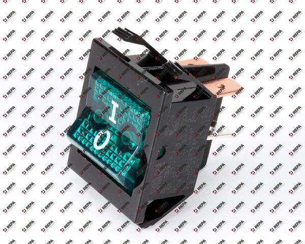 SWITCH ROC DPST 16A 250V GREEN