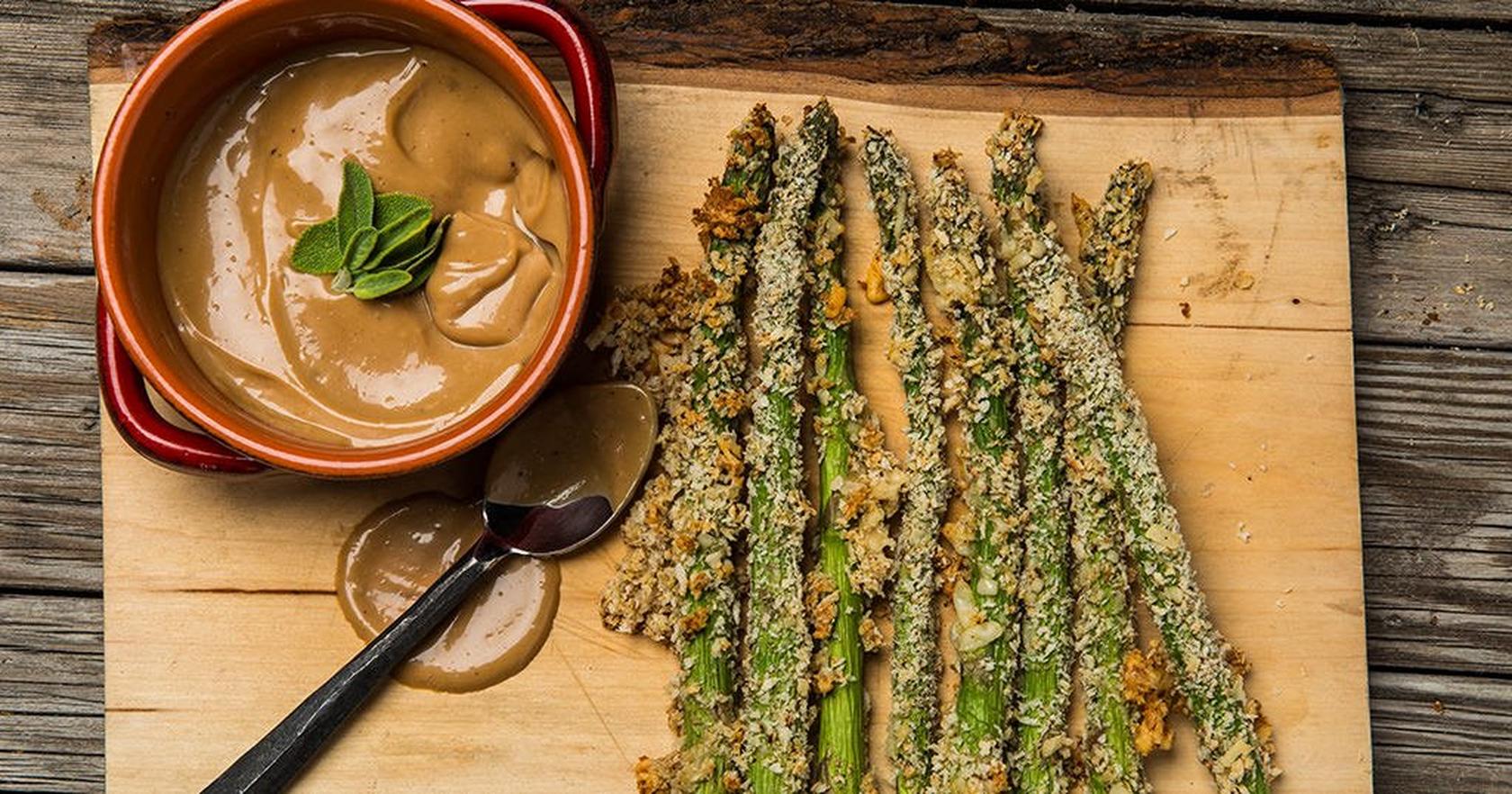 Asparagus Fries with Balsamic Mayo Sauce