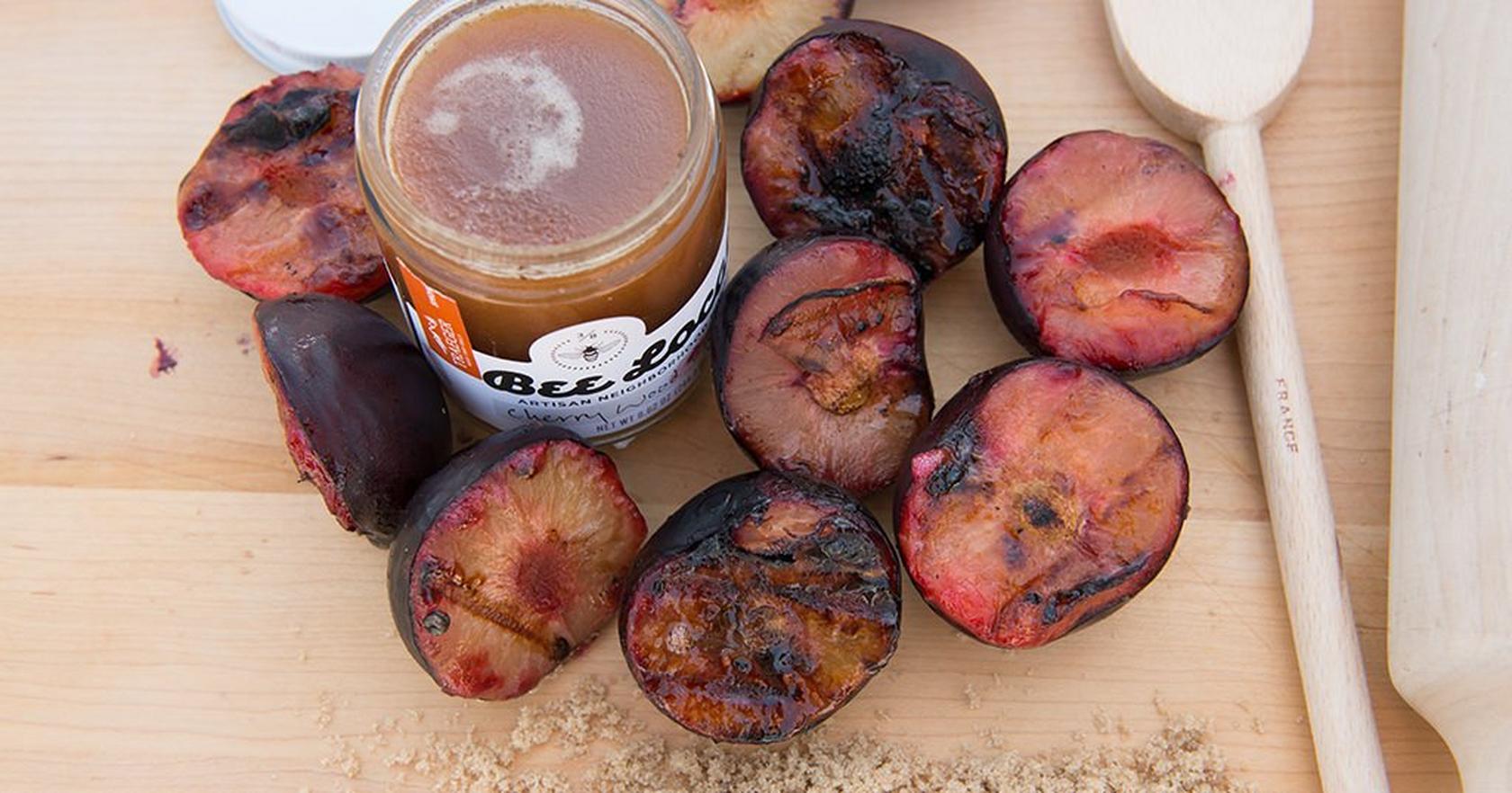 Grilled Plums with Brown Sugar Balsamic Reduction