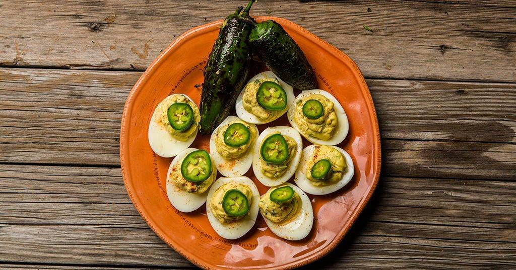 Roasted Jalapeno Cheddar Deviled Eggs Traeger Grills