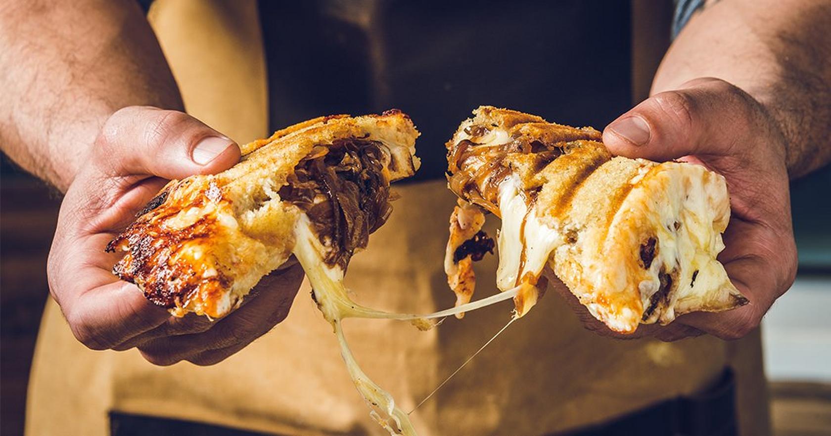 image of Grilled Cheese with Caramelized Onions and Three-Cheese Blend