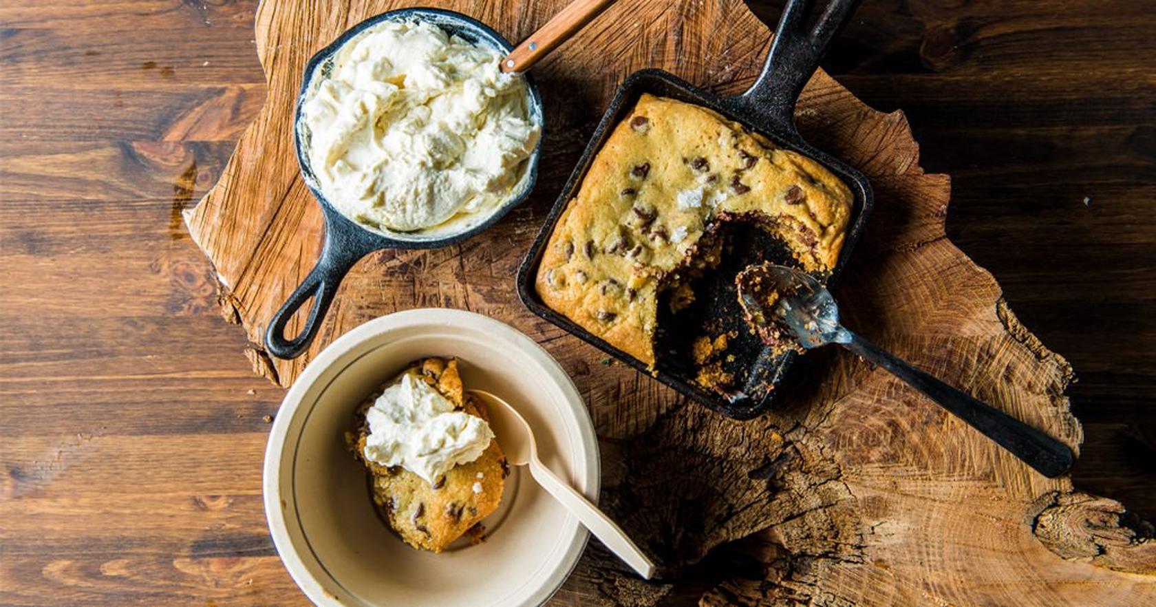 Baked Cast-Iron Cookie with Smoked Bourbon Whip by Chef Timothy Hollingsworth