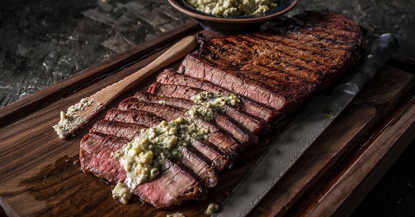 image of Grilled London Broil with Blue Cheese Butter