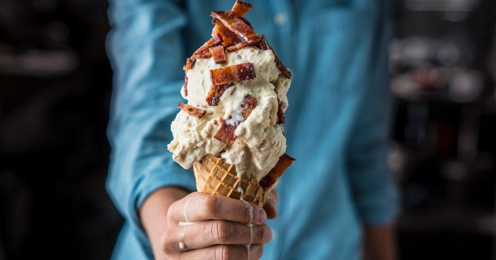 Smoked Maple Ice Cream with Candied Bacon Traeger Grills
