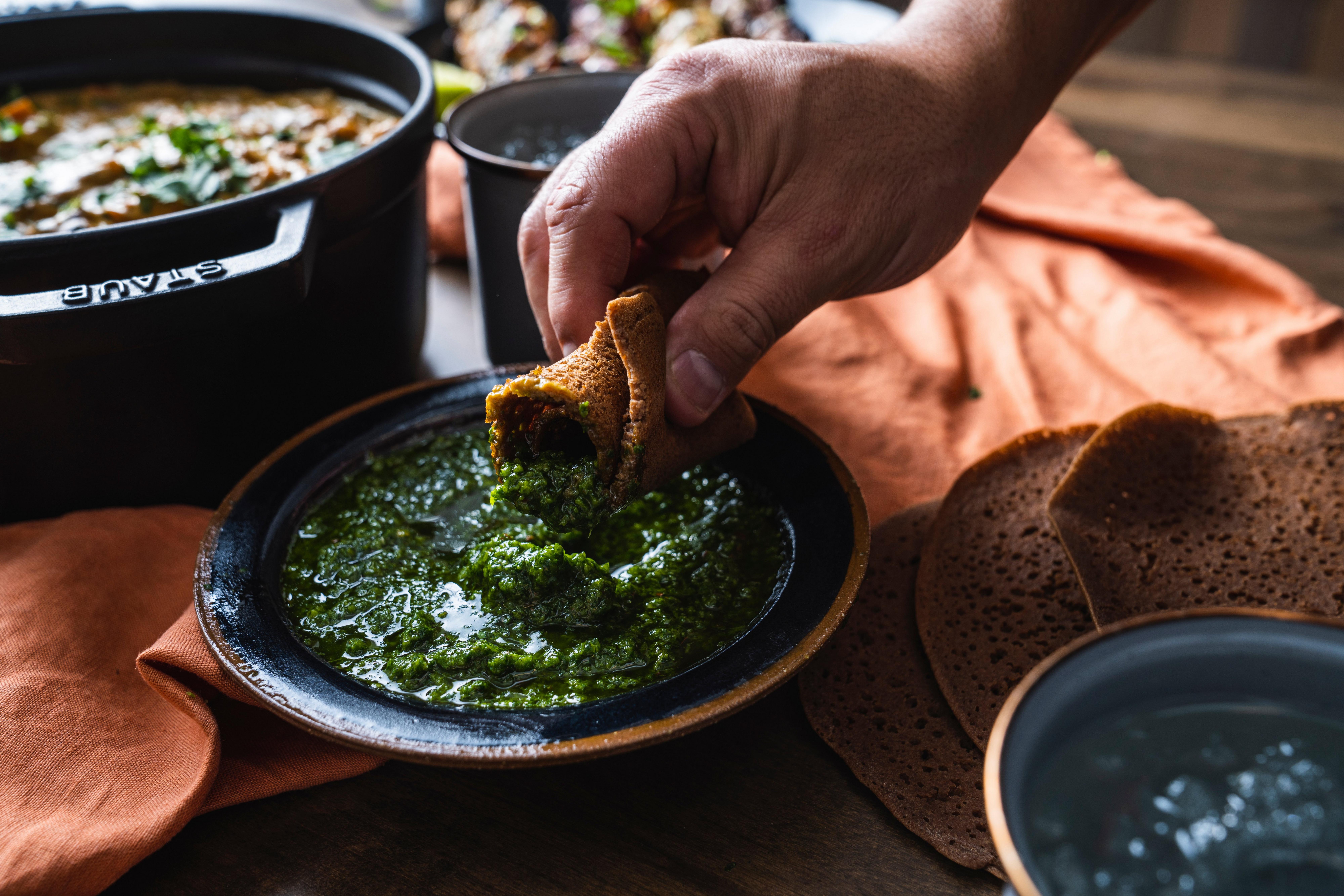 Baked Teff Flatbread with Zhoug Sauce Recipe