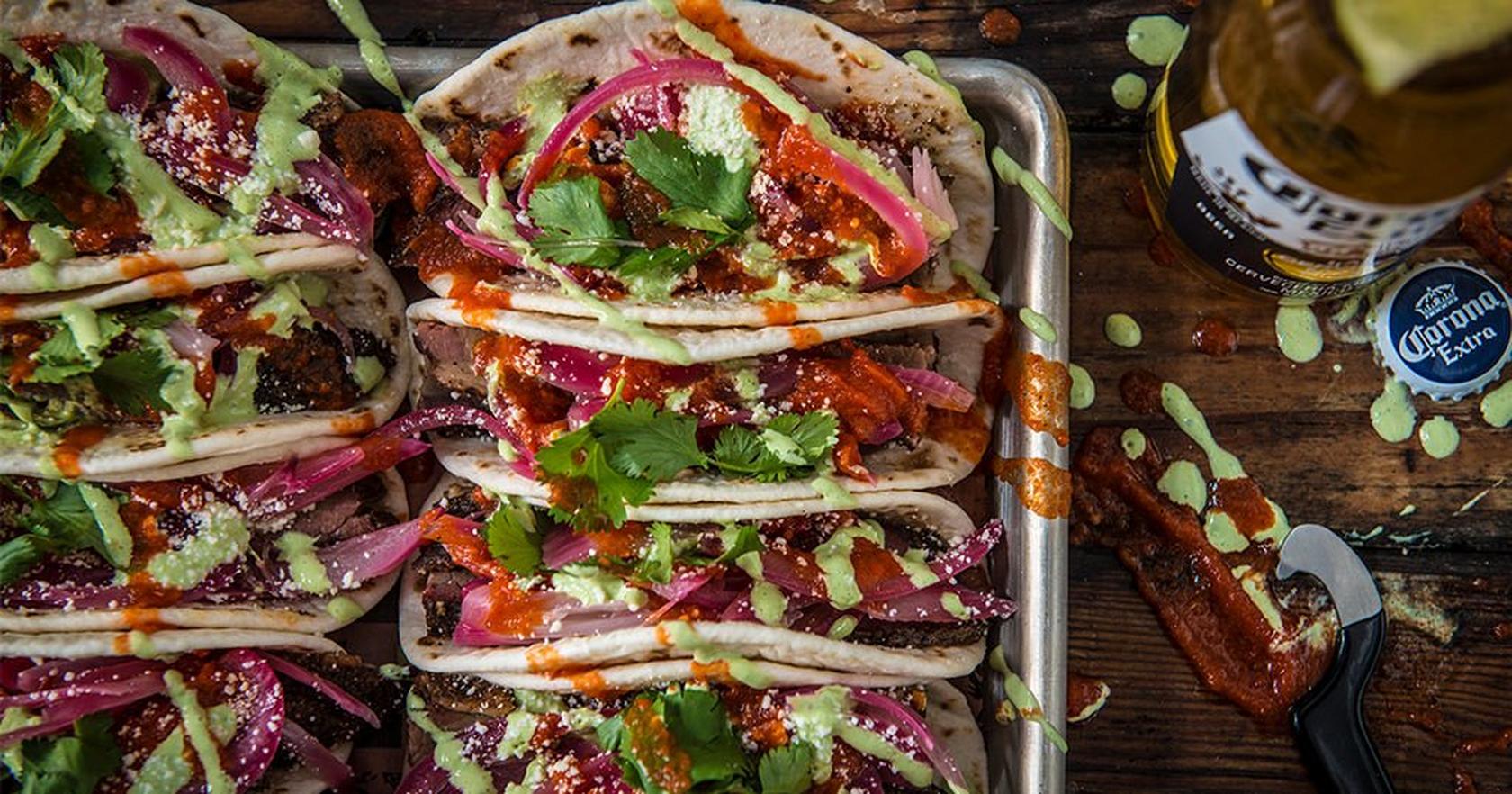 Brisket Tacos with Smoked Cilantro Cream