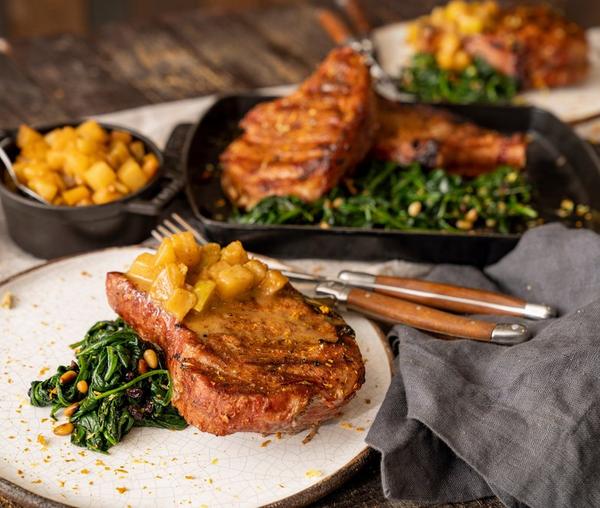 Cider Brined Pork Chops with Apple Pear Compote | Traeger Grills