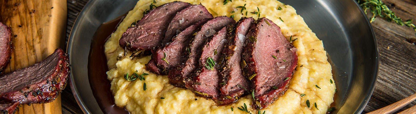 Smoked Elk Loin with Creamy Polenta Recipe Traeger Grills