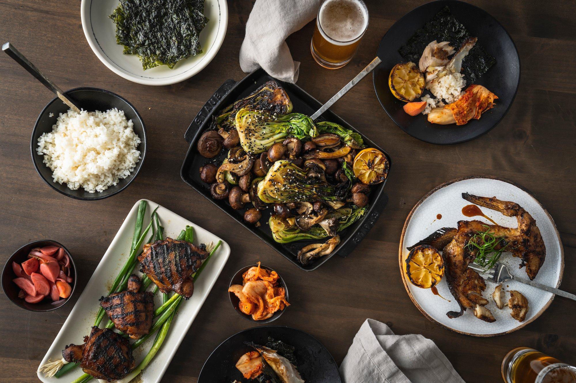 Grilled Bok Choy &amp; Mushrooms with Sesame Dressing - Traeger