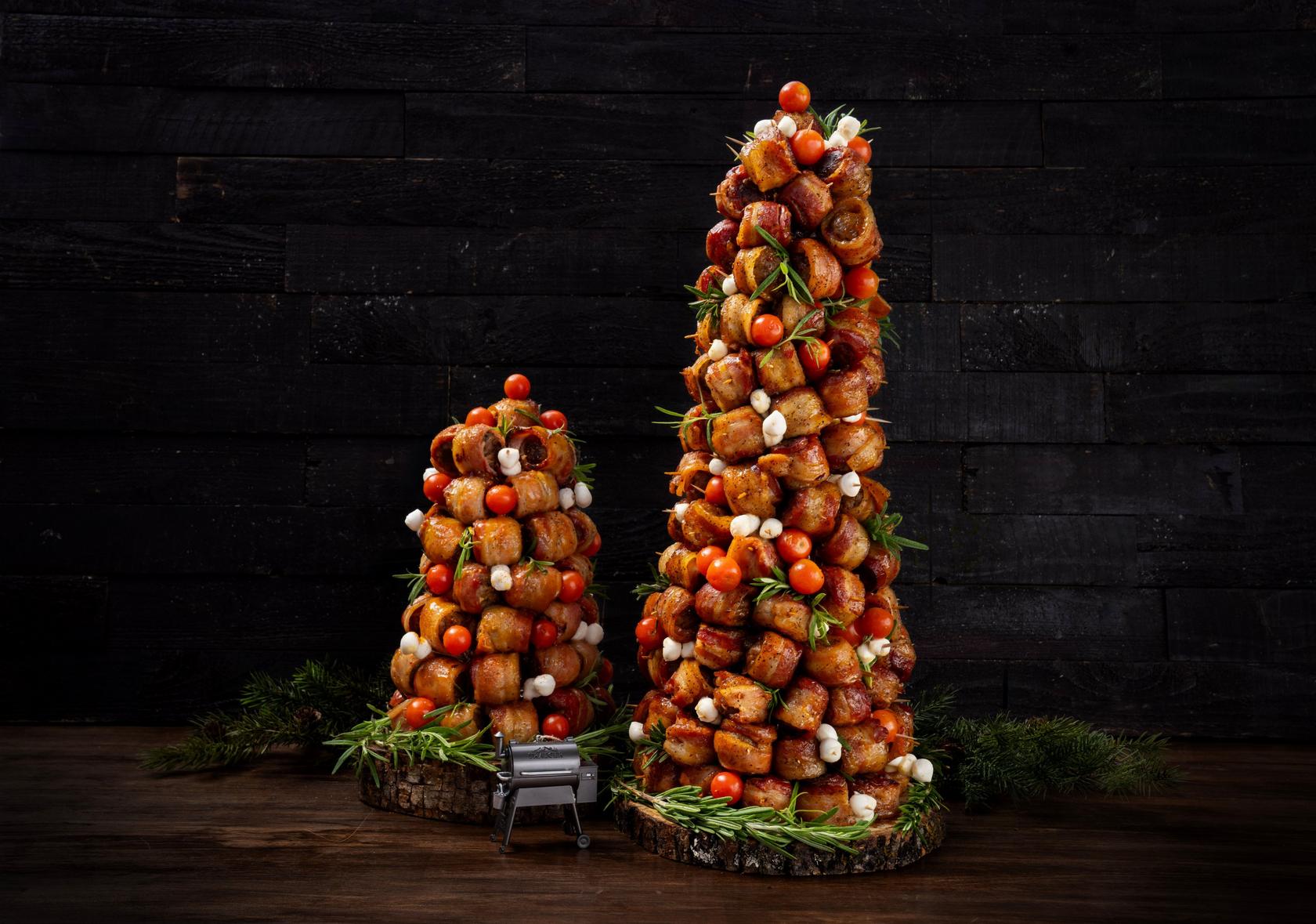 Christmas Tree Bacon-Wrapped Meatballs