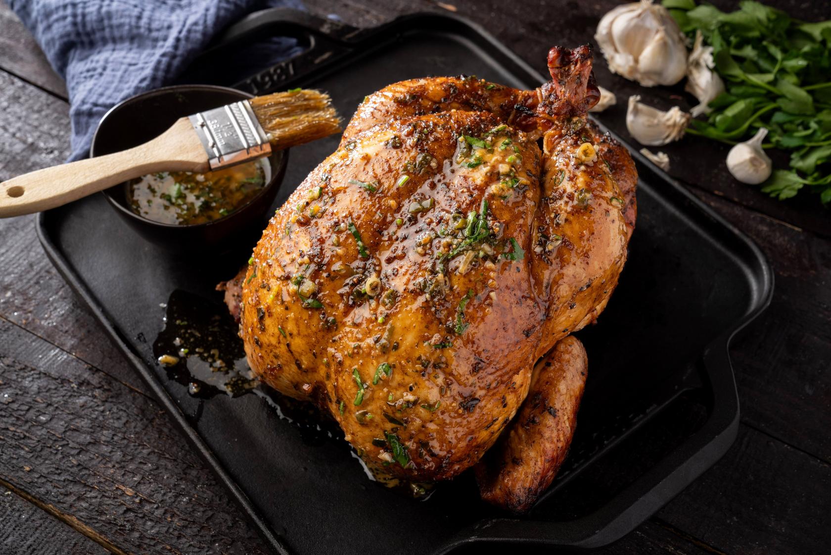 Smoke Roasted Chicken with Herbed Butter