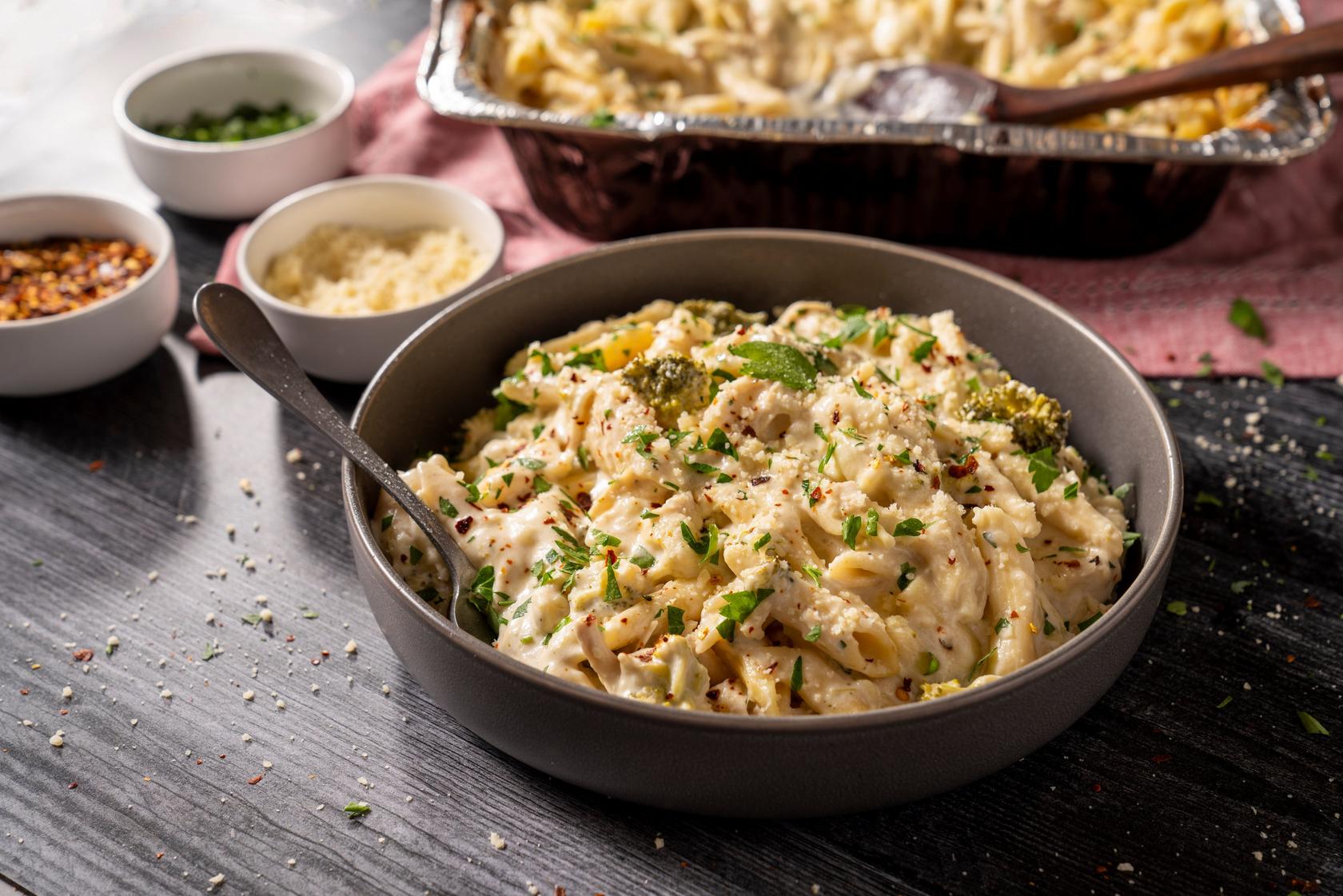 image of One-Pan Chicken and Broccoli Alfredo