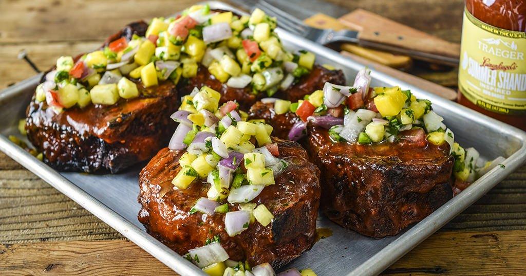 Grilled Pork Chops & Pineapple-Mango Salsa Recipe - Traeger