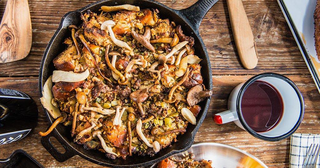 Baked Sausage, Wild Mushroom and Hazelnut Stuffing Recipe Traeger Grills