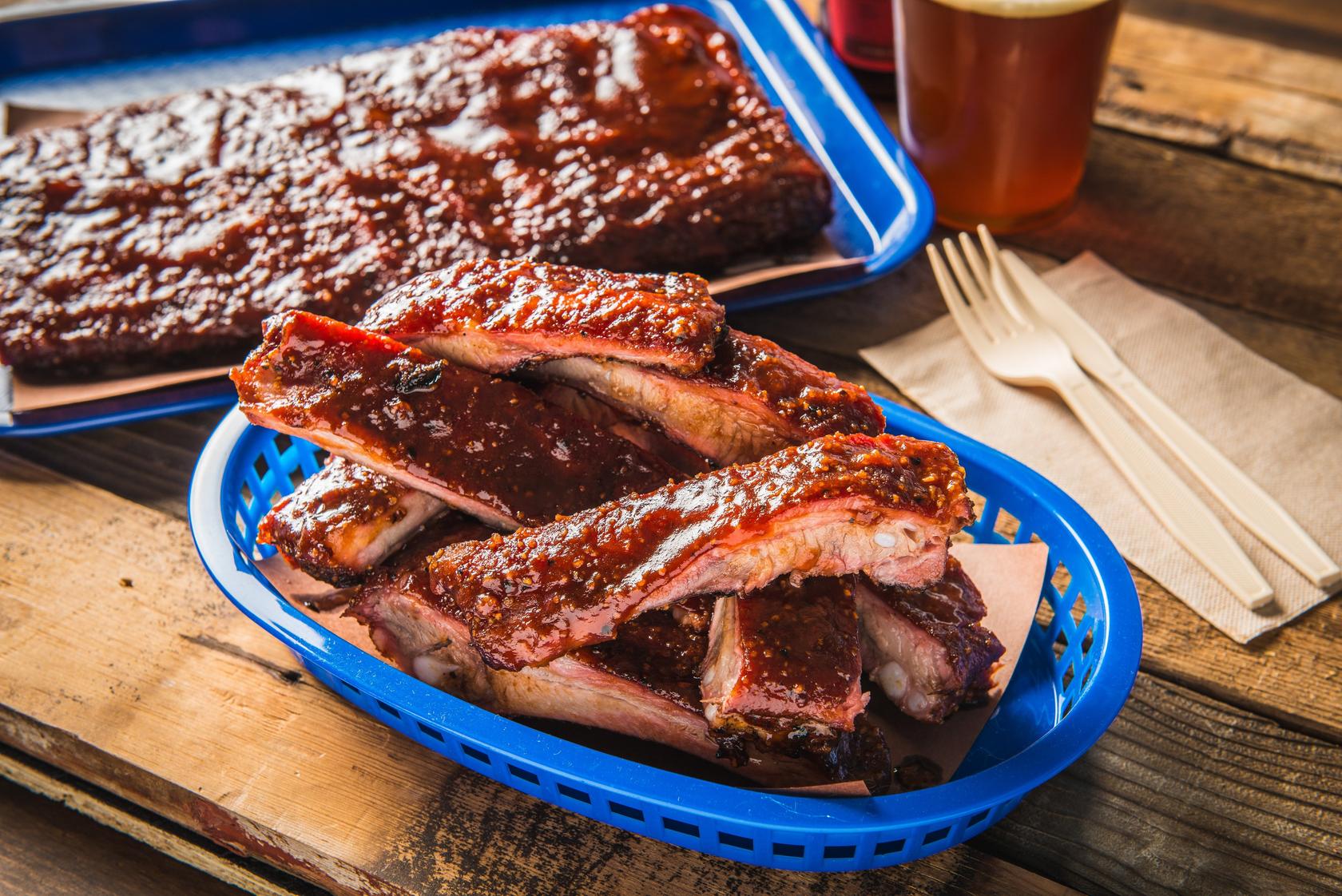 image of St Louis Style BBQ Ribs with Texas Spicy BBQ Sauce