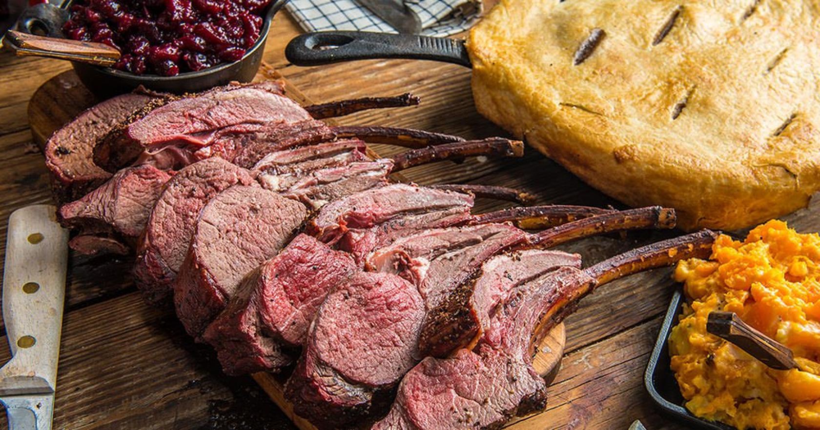 Roasted Rack of Venison with Cranberry Sauce