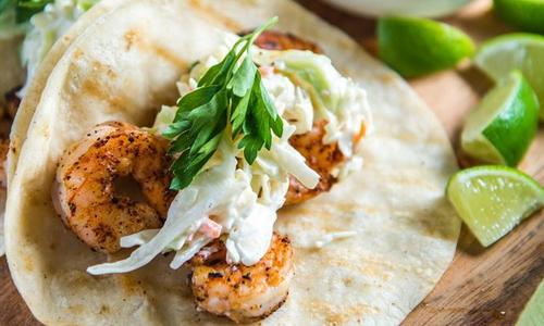 Grilled Shrimp Tacos with Garlic Cilantro Lime Slaw | Traeger Grills