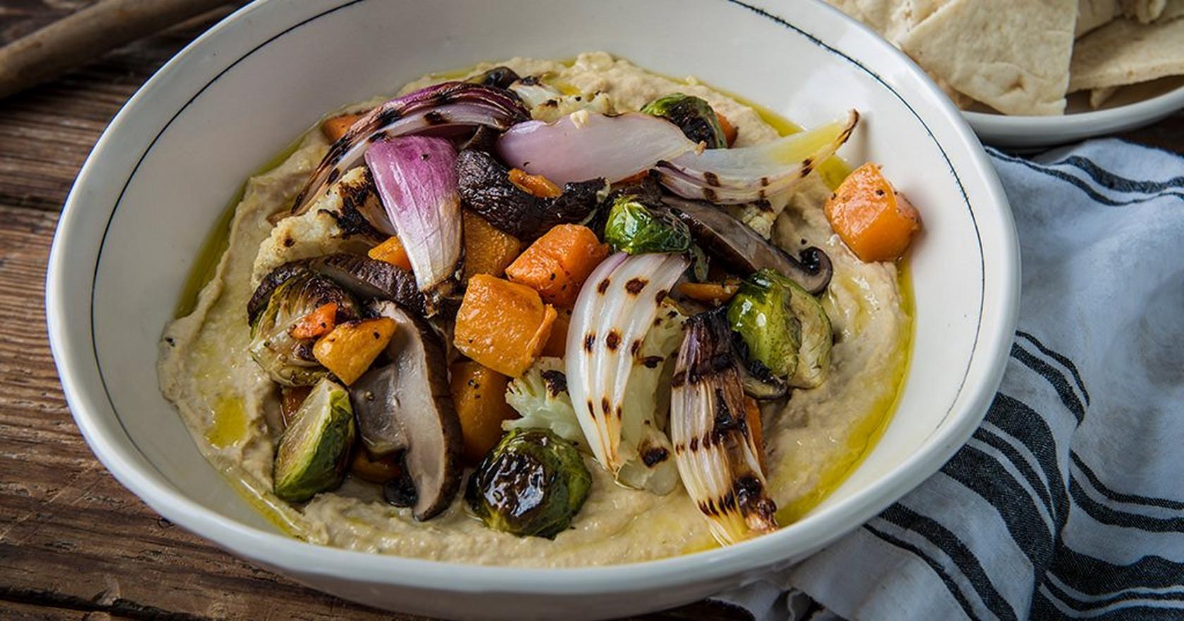 image of Smoked Hummus with Roasted Vegetables