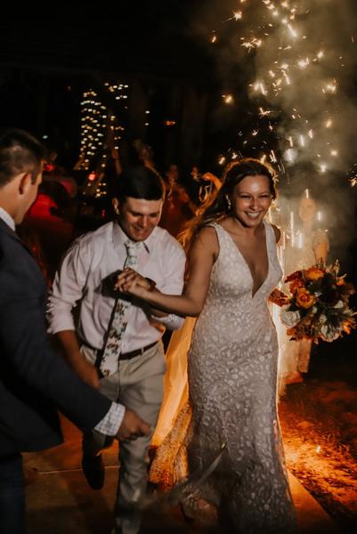 LaKinzie and Caden's wedding sparkler exit