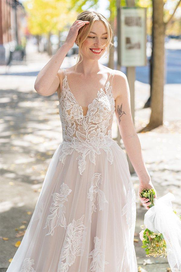 Beautiful tulle skirt dress with satin sheer bodice and butterfly