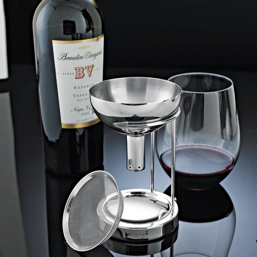Wine Enthusiast Aerating Funnel with Removable Screen and Stand