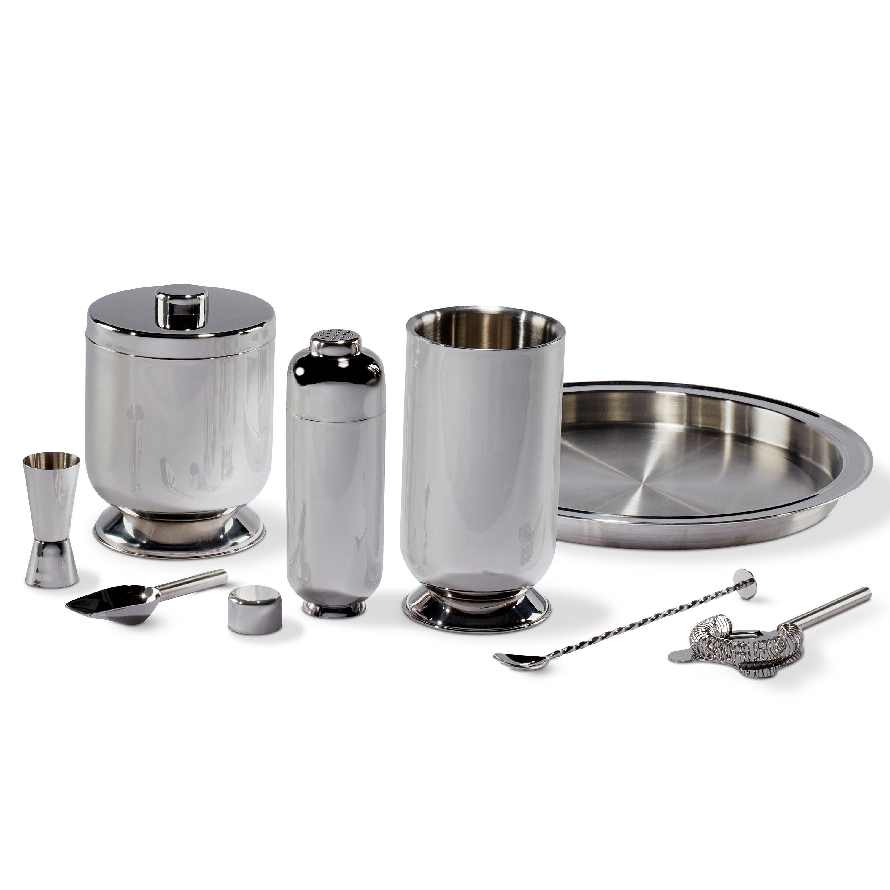 Wine Enthusiast Deluxe 8-Piece Barware Set – Mirror Finish