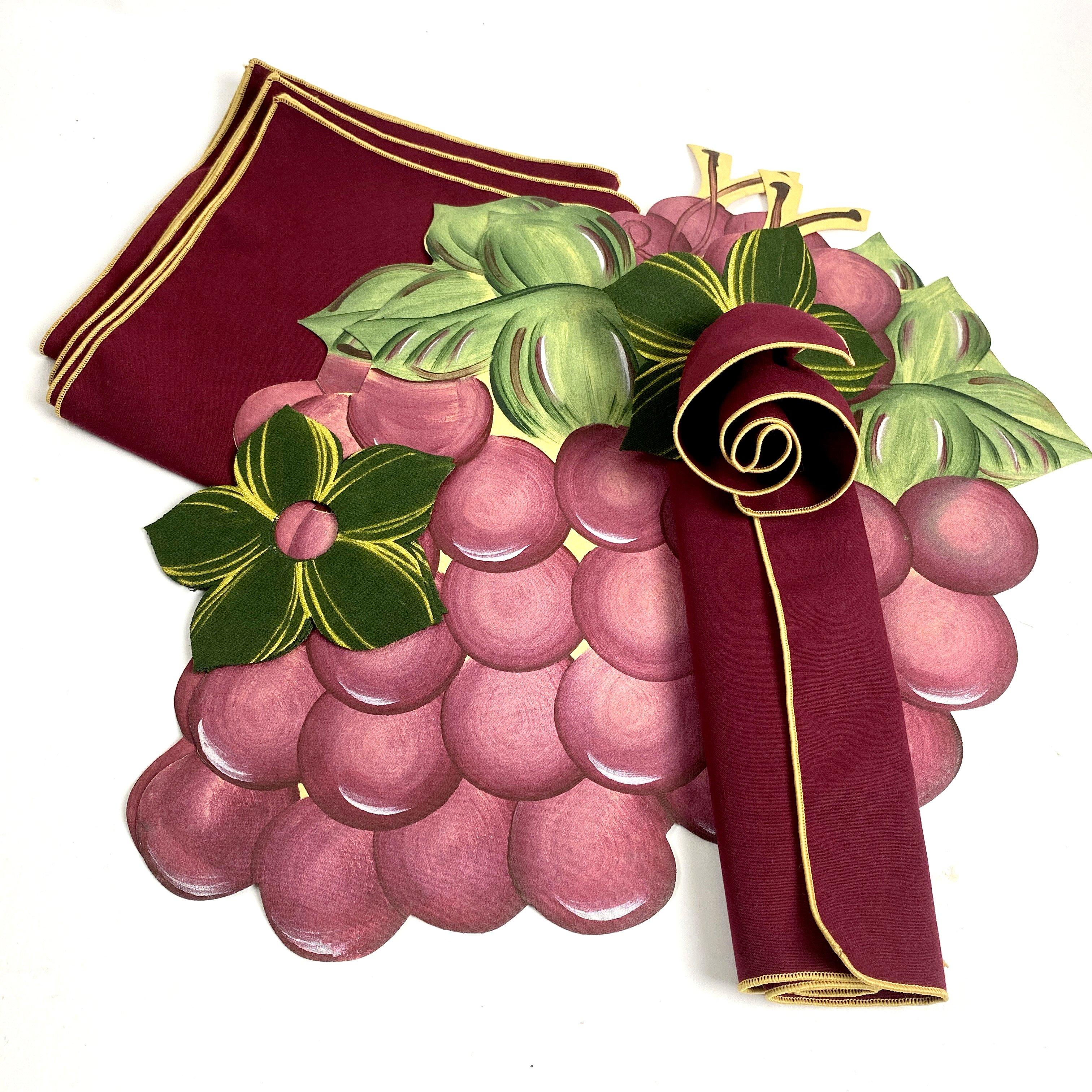 Carole Shiber Burgundy Grapes Placemats (Set of 4) Wine Enthusiast