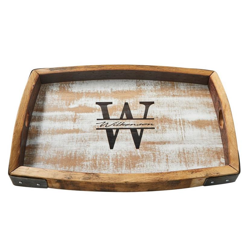 Personalized Whitewashed Barrel Head Serving Tray