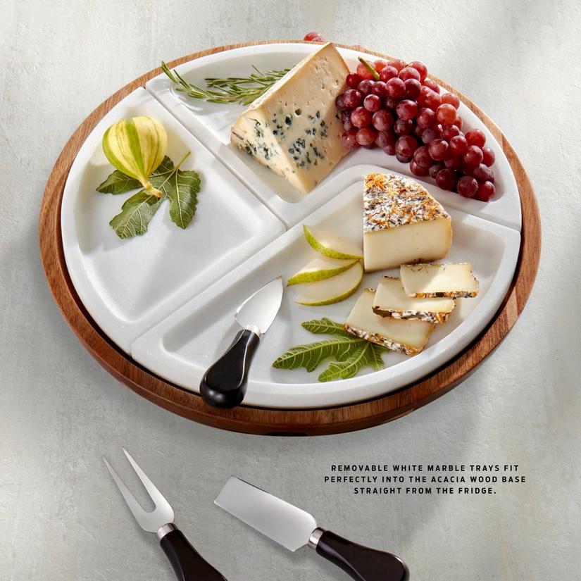 Godinger White Marble Serving Tray Charcuterie Platter Cheese Board with Leopard Handle
