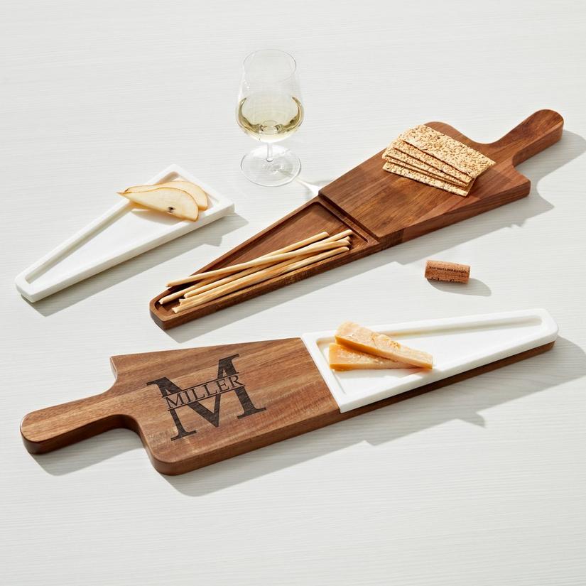Acacia Wood and Marble Charcuterie/Grazing Boards (4-Piece Set)