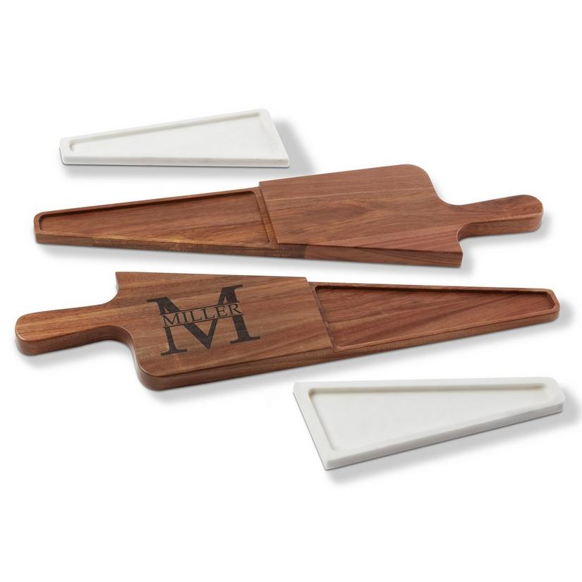 Acacia Wood and Marble Charcuterie/Grazing Boards (4-Piece Set)