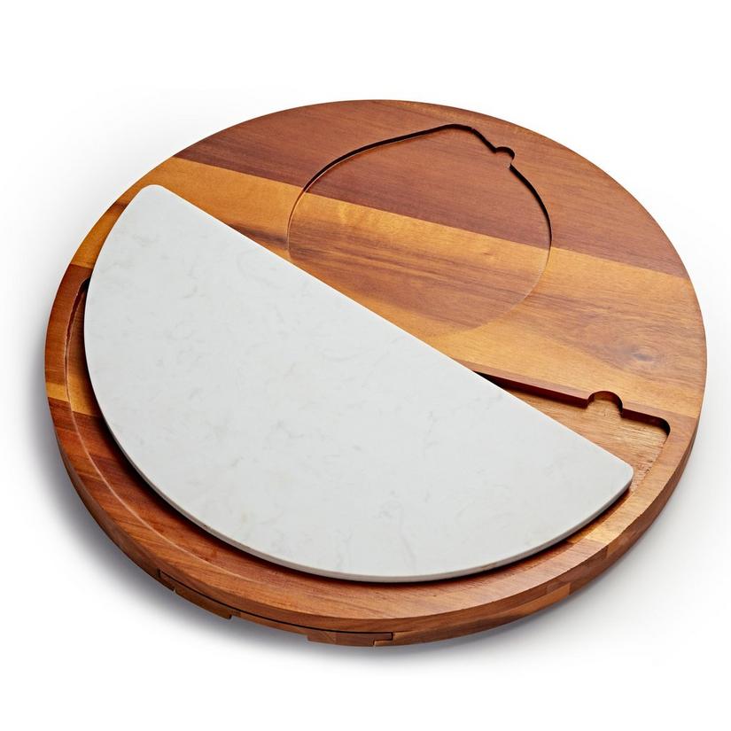 All-In-One Acacia Wood Cheese Board and Wine Decanter Serving Set