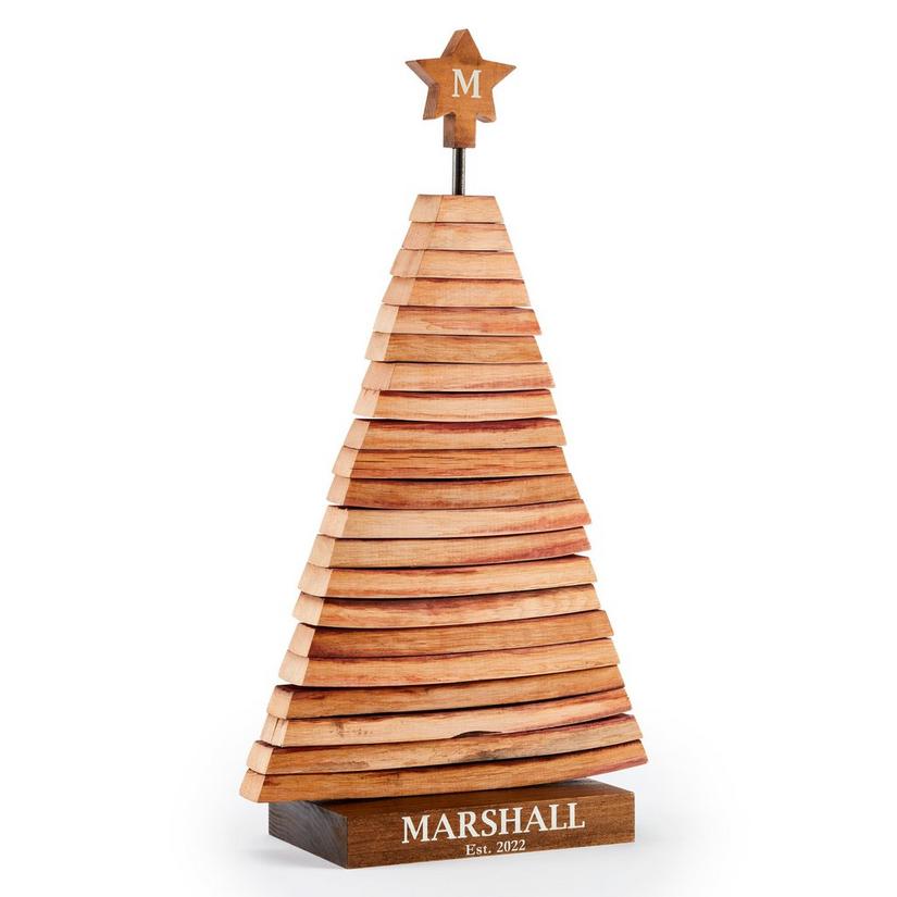 Personalized Reclaimed Wine Barrel Tabletop Christmas Tree