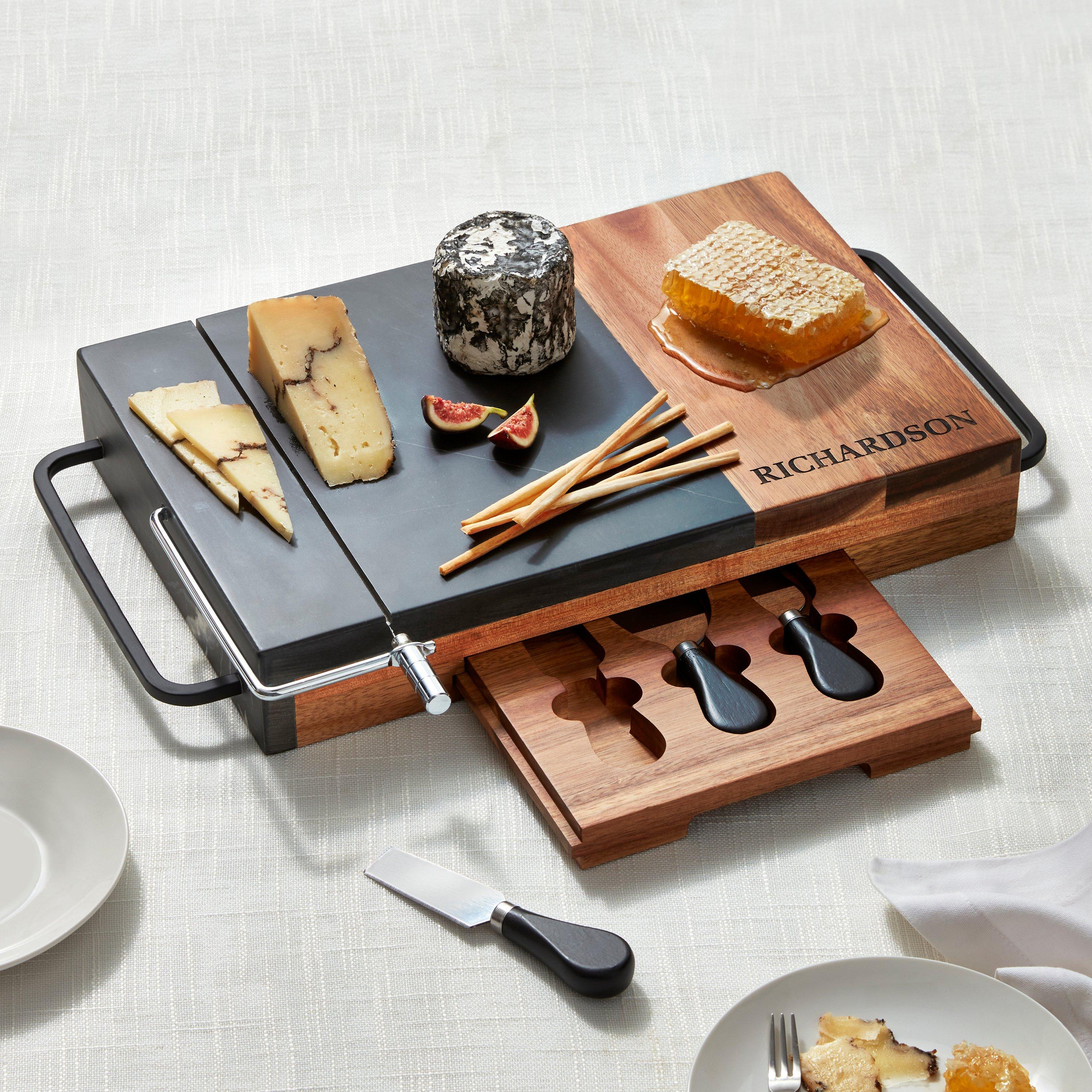 Acacia Wood Cheese Board with Cheese Slicer