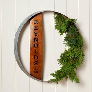 Personalized Reclaimed Wine Barrel Hoop and Stave Wreath
