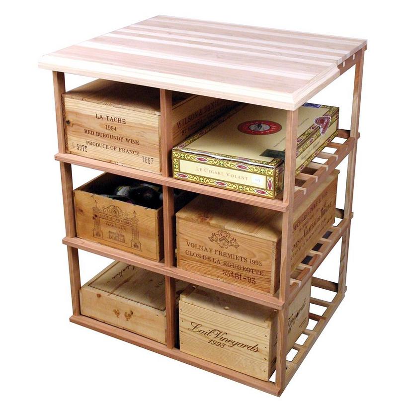 Sonoma Designer Rack - Double Deep Wood Case w/Table Top (Redwood Natural)