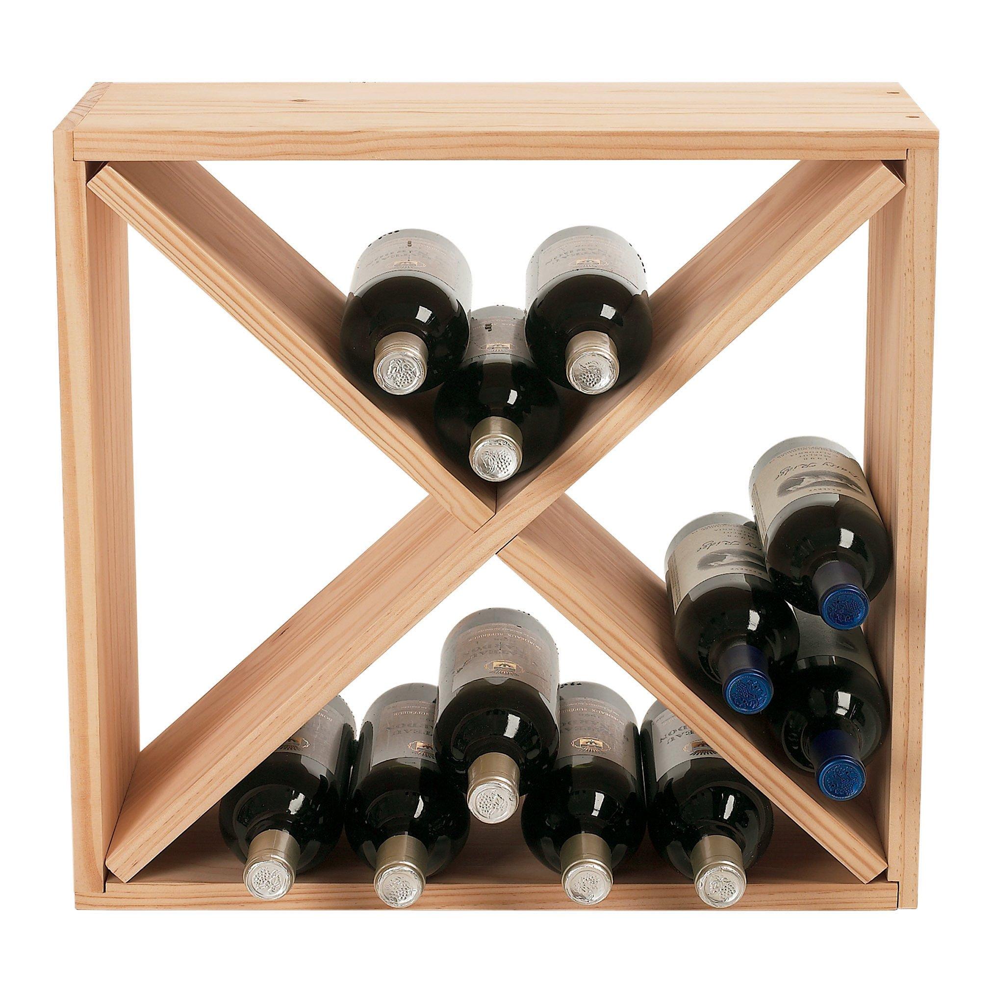 24 Bottle Compact Cellar Cube Wine Rack Natural   23121 1