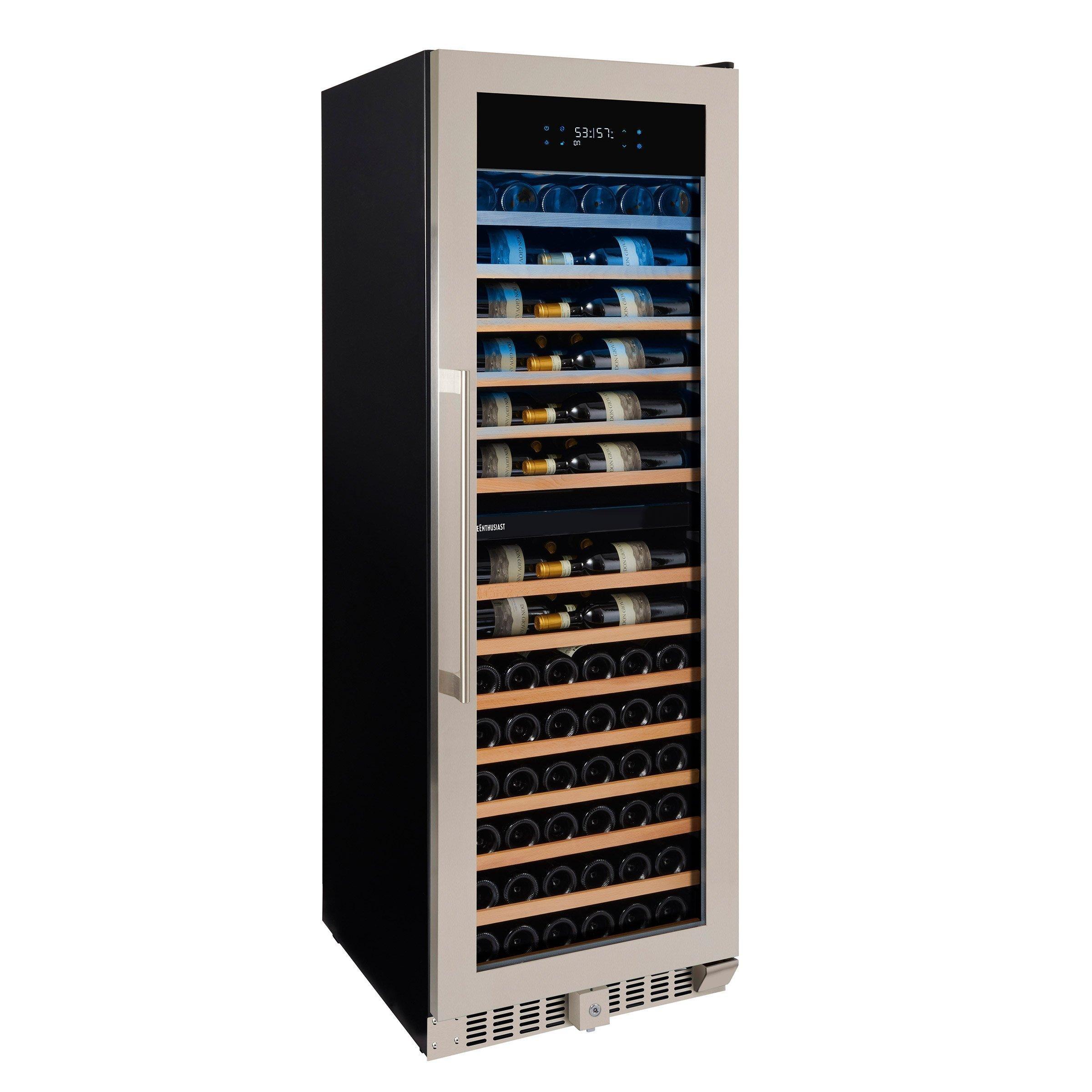 Wine Enthusiast SommSeries 150 Bottle Dual Zone Wine Cellar with VinoView  Display Shelving