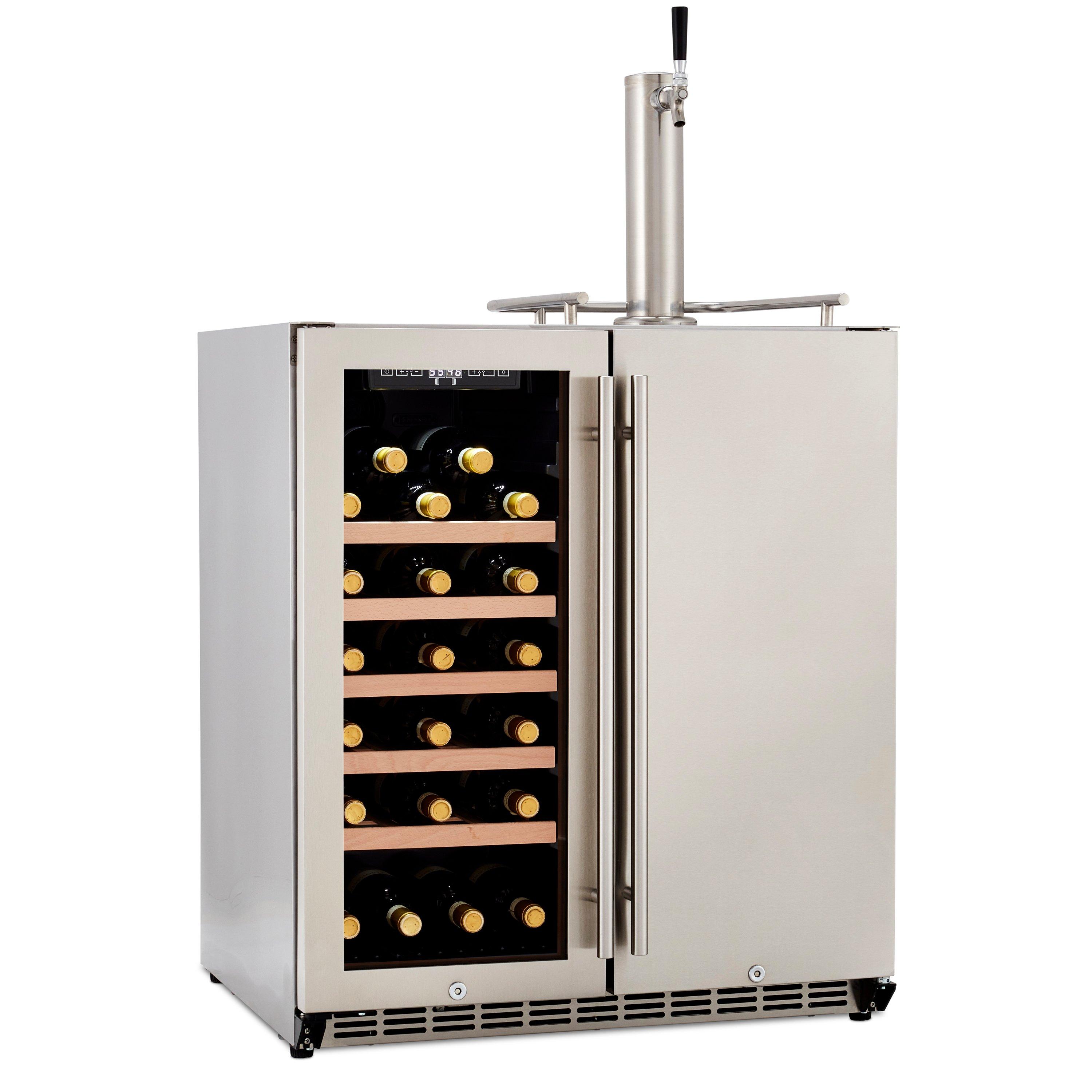 Wine Enthusiast Concierge 30” Wine Cooler and Single Tap Kegerator