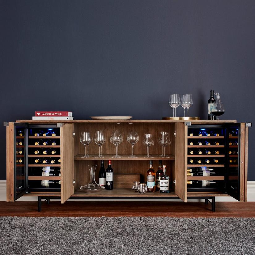 Loire American Oak Wine Credenza with Integrated Wine Coolers