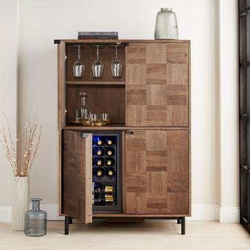 Loire American Oak Bar Cabinet with Integrated Cooling Storage