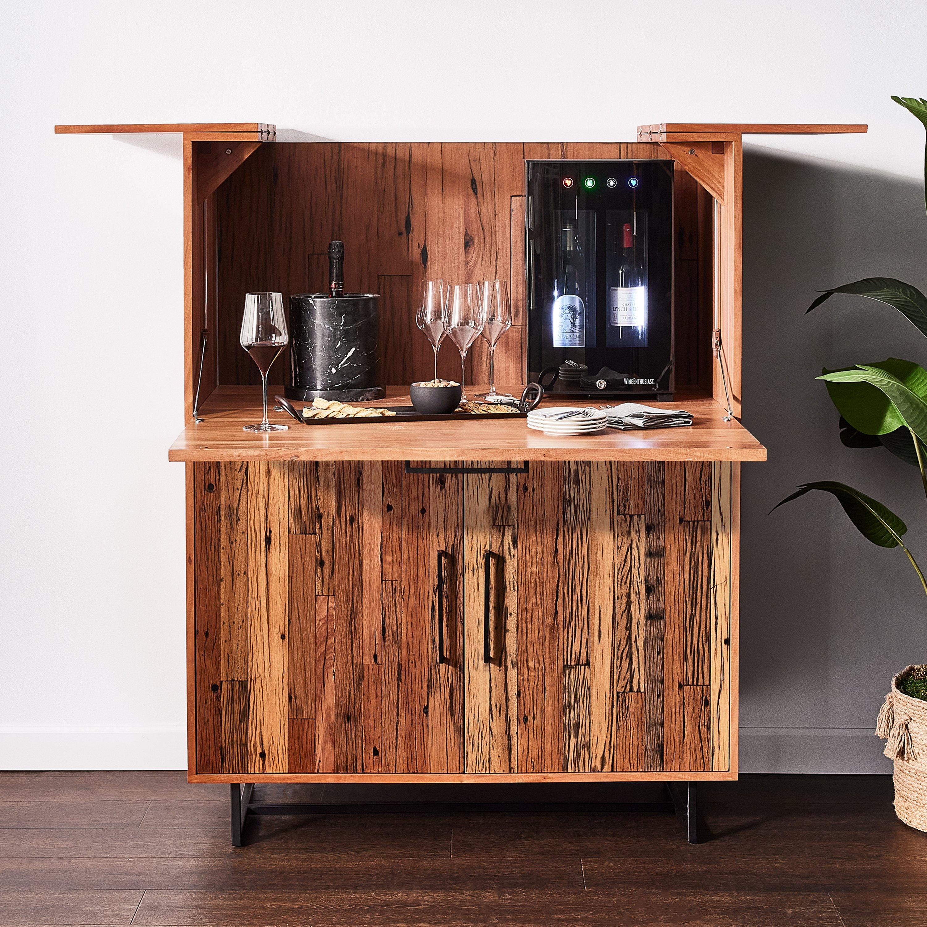 Hideaway Bar Cabinet With Cooling Storage Option