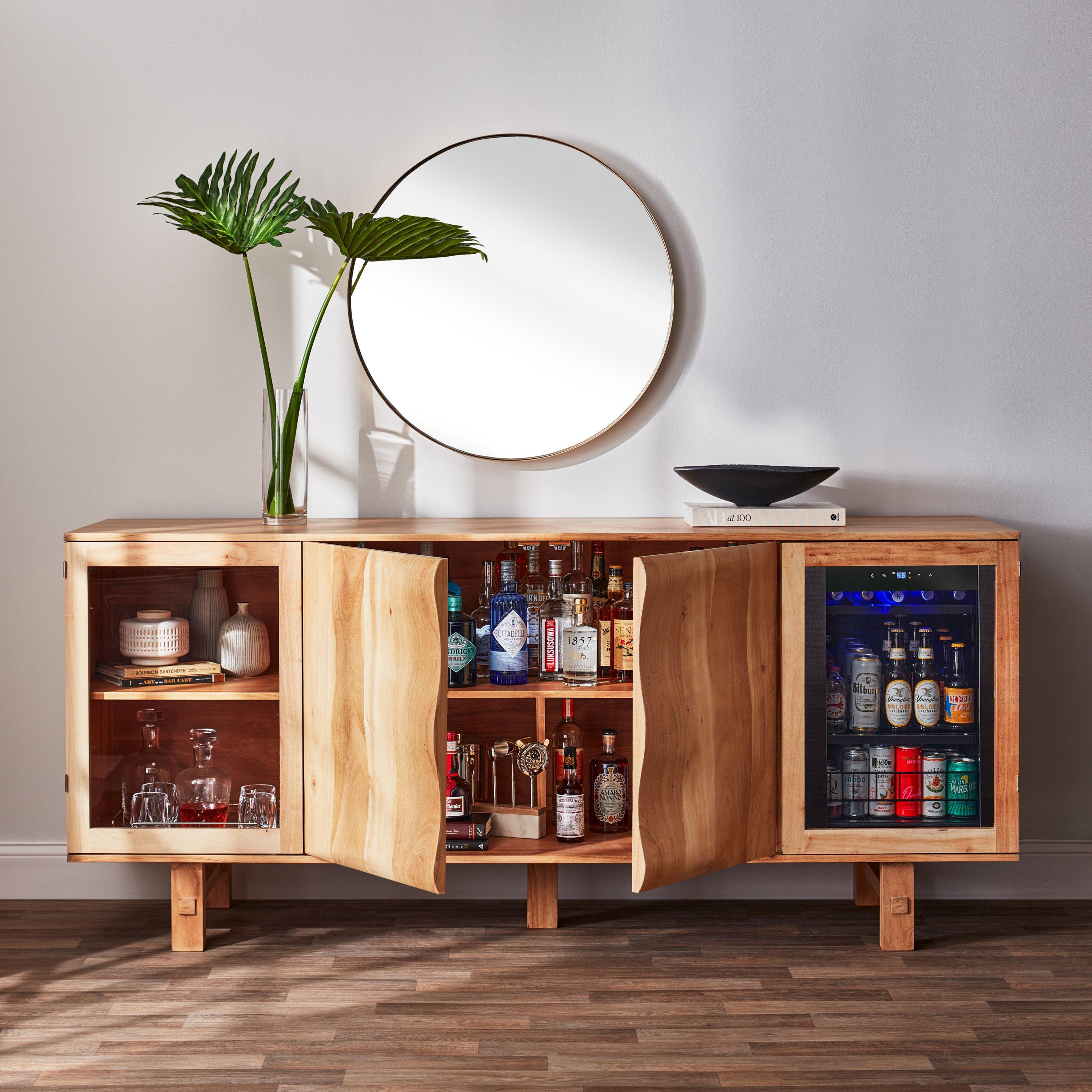 Aya Wave Wine Credenza With Cooling Storage Option