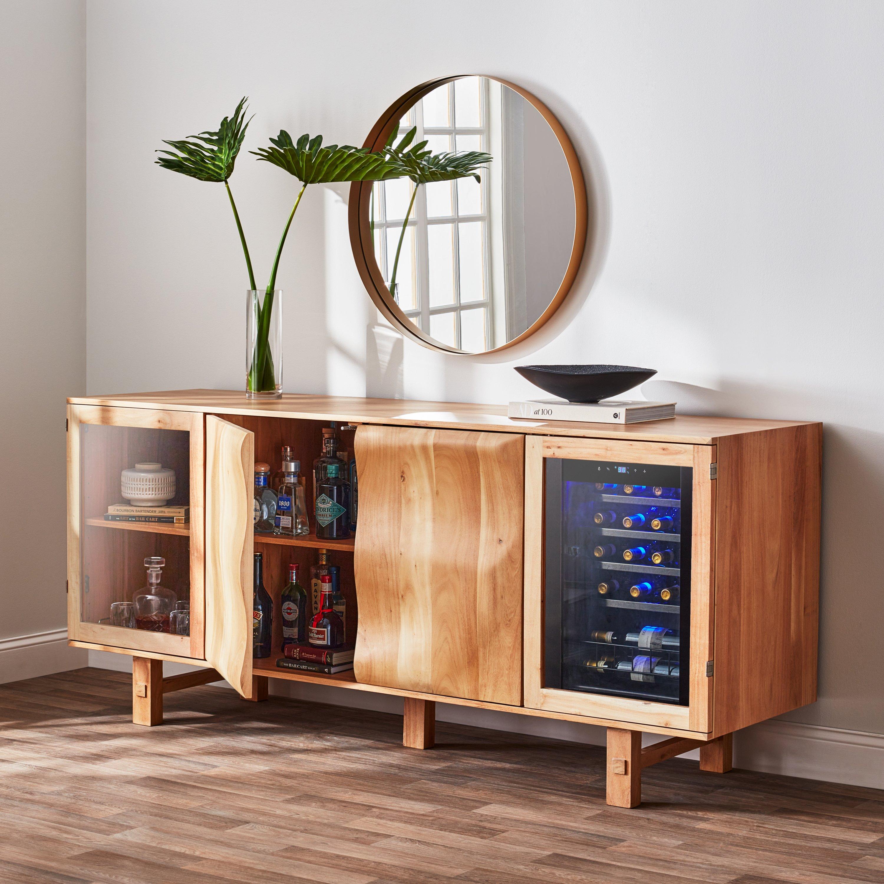 Aya Wave Wine Credenza With Wine Fridge