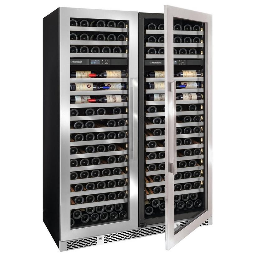 Vinothèque Double Café Dual Zone MAX Wine Cellar with Steady Temp Cooling (Stainless Steel Door)