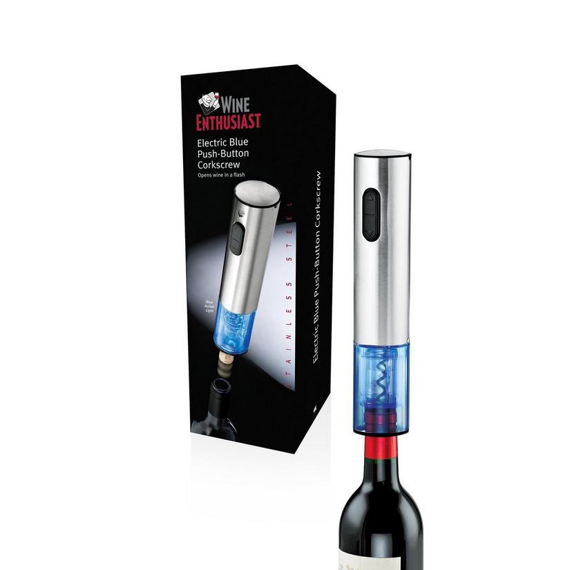 Electric Blue Push-Button Corkscrew (Stainless Steel)