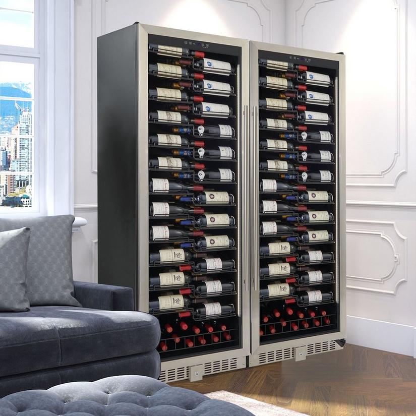 Wine Enthusiast VinoView 310-Bottle Double Wine Cellar (Stainless Steel Door)