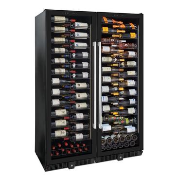 Wine Enthusiast VinoView 310-Bottle Double Wine Cellar with Steady-Temp Cooling (Edge-To-Edge Glass Door)